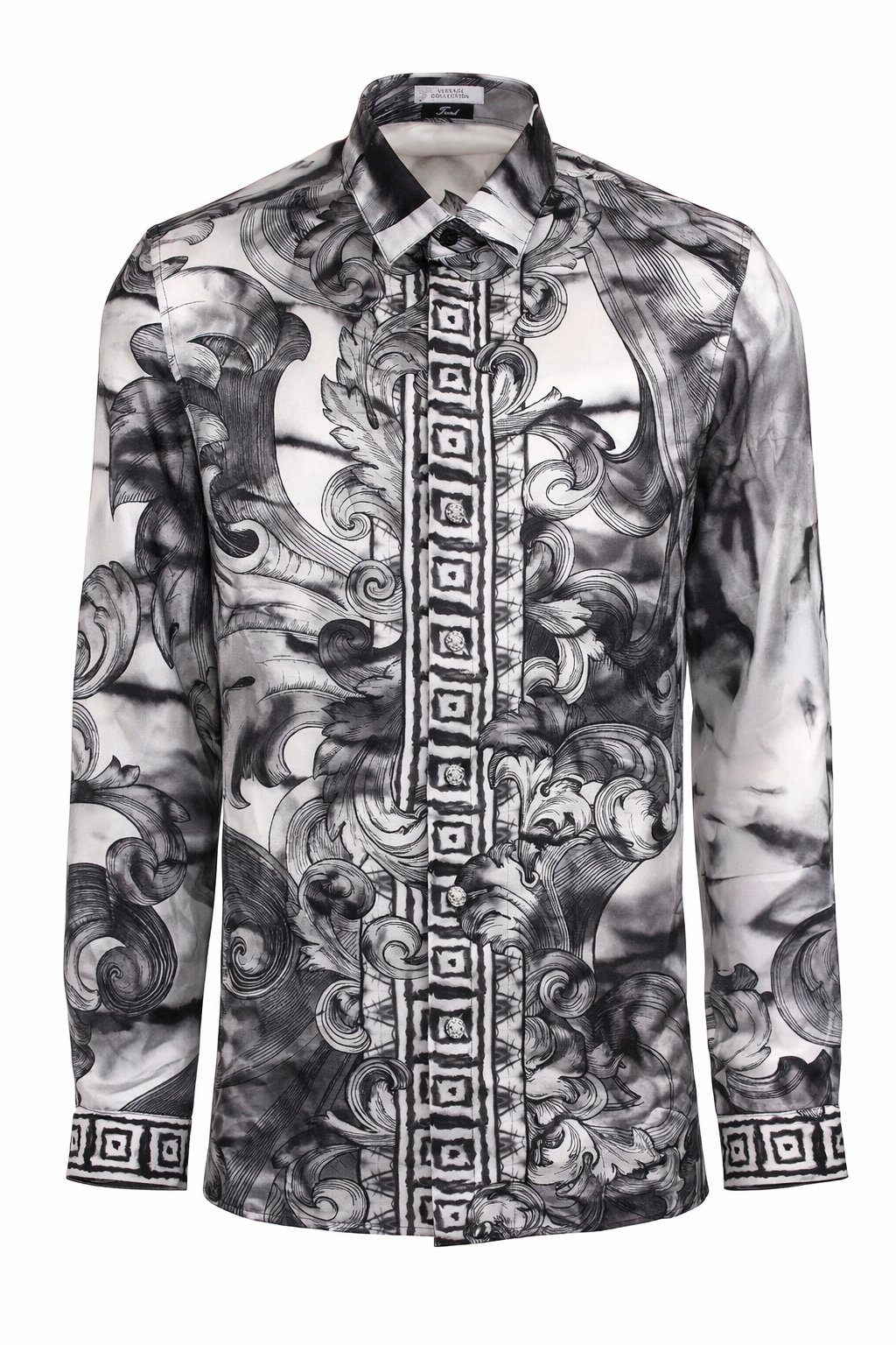 Camicia Uomo Versace Baroque Monochrome in Seta – Camicia Luxury Vintage Made in Italy Immagine principale del prodotto