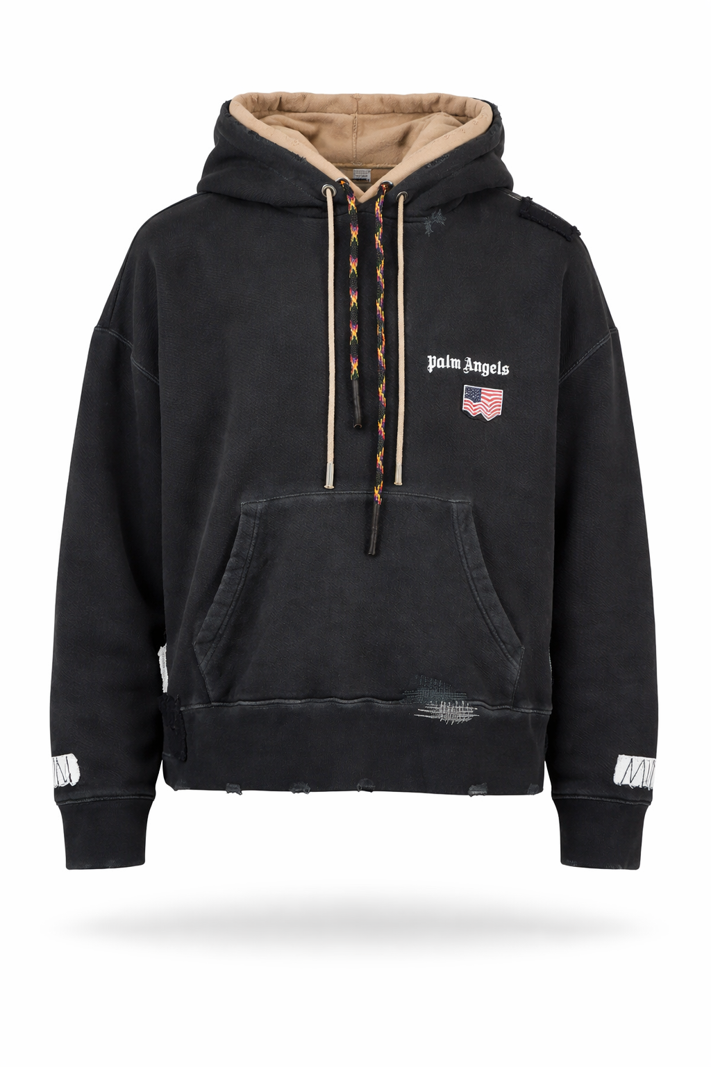 Felpa Palm Angels con Cappuccio Nera Effetto Vintage con Stampa Back Graphic – Made in Italy Immagine principale del prodotto