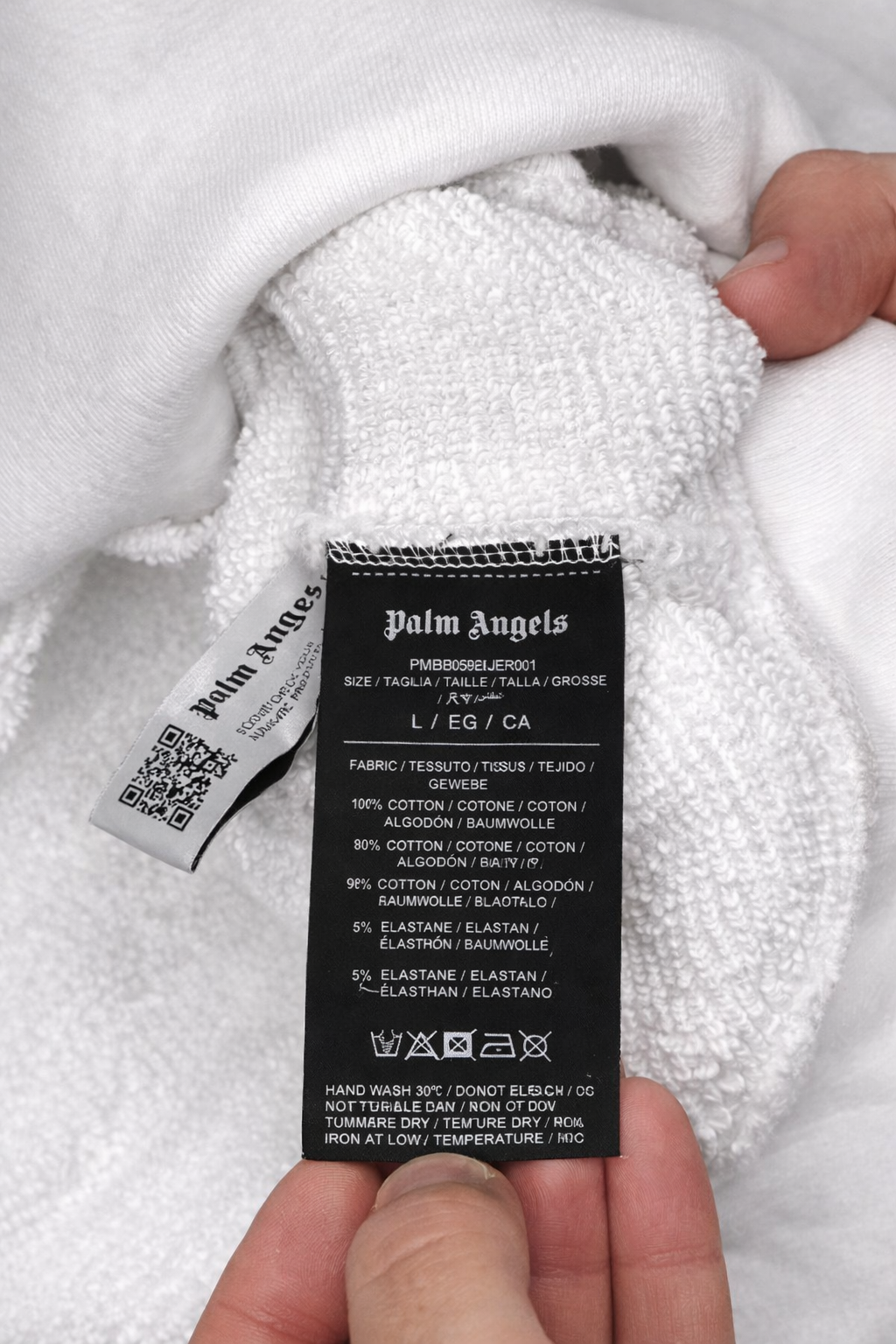 Felpa Palm Angels con Cappuccio Bianca in Cotone 100% con Stampa Palme Viola – Made in Italy