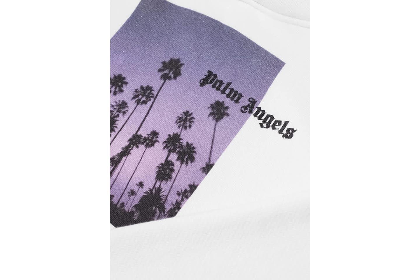 Felpa Palm Angels con Cappuccio Bianca in Cotone 100% con Stampa Palme Viola – Made in Italy